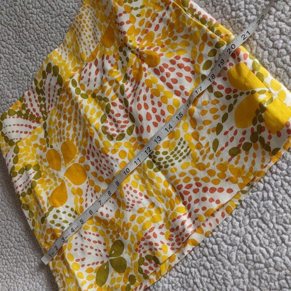 J. Crew Size 6 100% Linen Yellow Boho Print Mini Skirt With Pockets - Picture 10 of 15